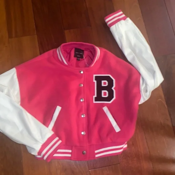 Barbie Pink Varsity Letter Baseball Jacket Love Tree Coat Large - Picture 6 of 13